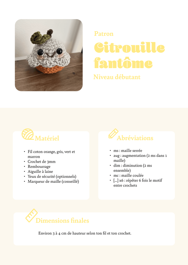 Patron Citrouille Fantôme 
